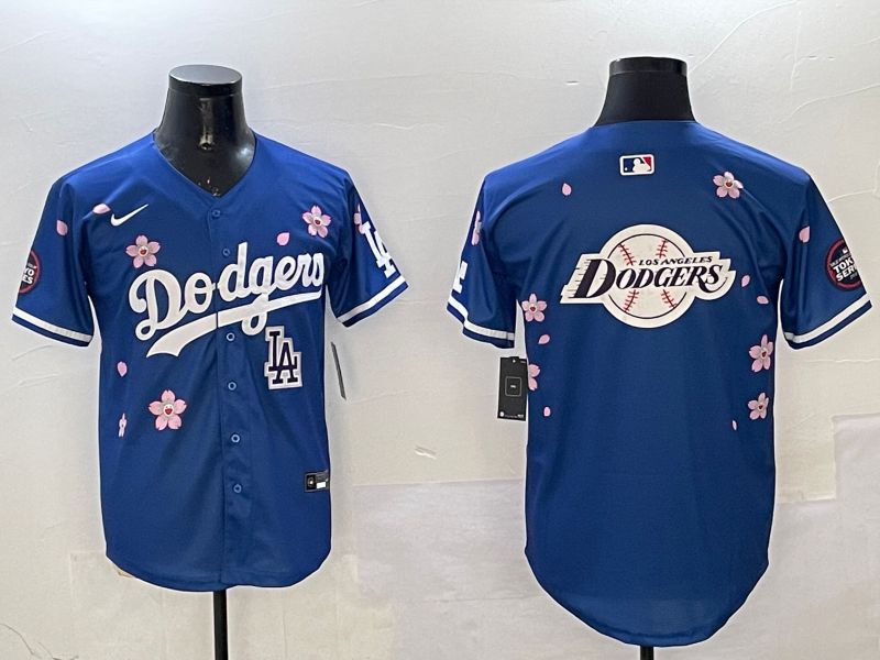 Men Los Angeles Dodgers Blank Blue Sakura Edition 2025 Nike MLB Jersey style 30->los angeles dodgers->MLB Jersey